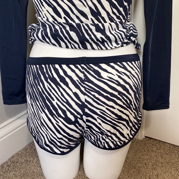 BODEN Piping Swimsuit Zebra Print Set Long Sleeve Top AND Bottom Size 4 - Picture 6 of 11